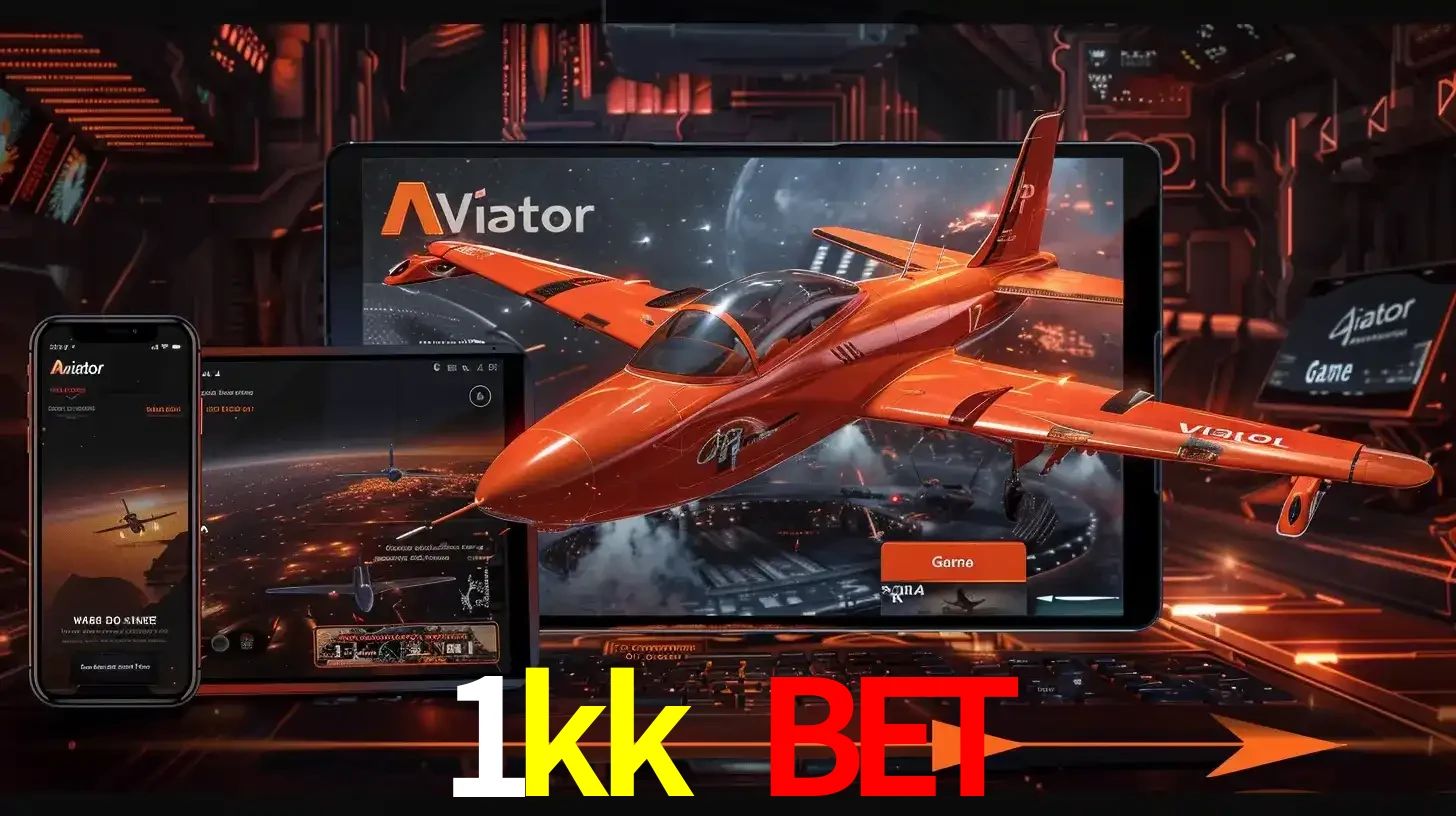 Apresentação tecnológica do jogo Aviator com um avião saindo da tela de um tablet, demonstrando a experiência imersiva em múltiplos dispositivos no 1kk bet.