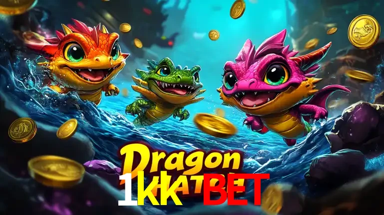 Arte promocional do jogo Dragon Hatch com três adoráveis dragões bebês nadando entre moedas de ouro, um dos slots mais divertidos para jogar no cassino 1kk bet.
