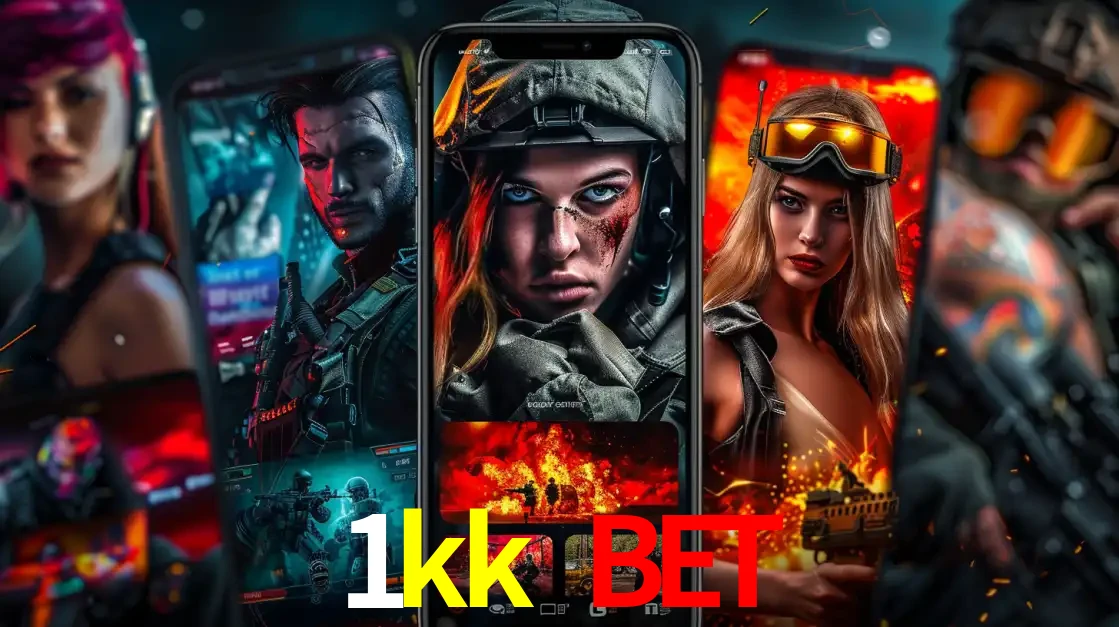 Montagem de telas de celular mostrando diversos personagens, masculinos e femininos, de um jogo de tiro, ilustrando a diversidade de equipes de e-sports para apostar no 1kk bet.