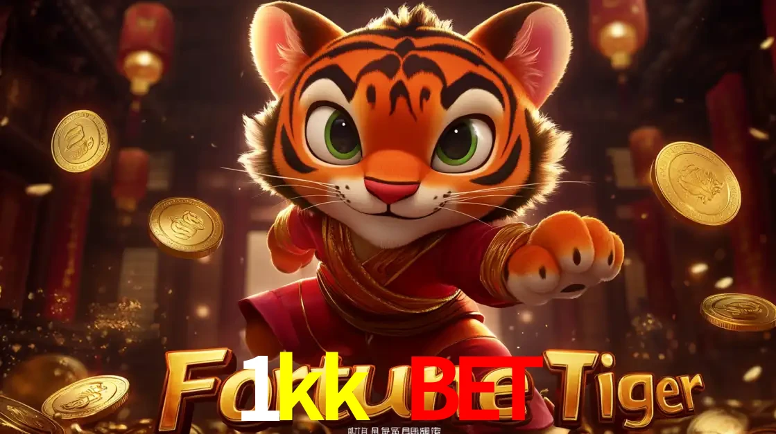 O carismático mascote do jogo de slot Fortune Tiger, um tigre fofo em pose de artes marciais, pronto para trazer sorte e multiplicadores de ganhos no cassino online 1kk bet.