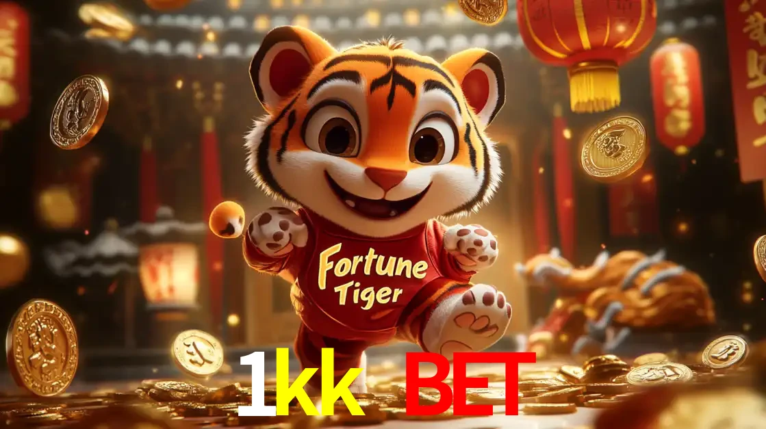 O alegre personagem do Fortune Tiger correndo sobre um caminho de moedas de ouro, simbolizando os grandes prêmios e a diversão do popular jogo de slot do 1kk bet.