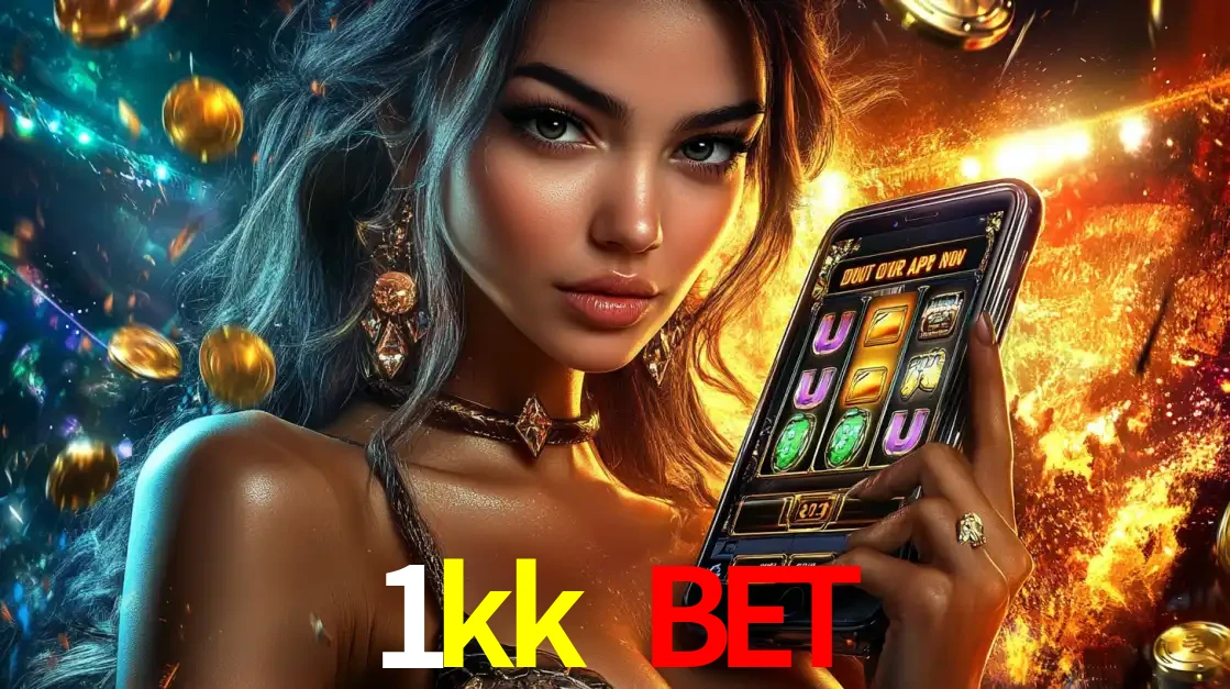 Mulher elegante mostrando um jogo de caça-níqueis em seu smartphone, destacando a experiência de cassino móvel oferecida pelo aplicativo 1kk bet.